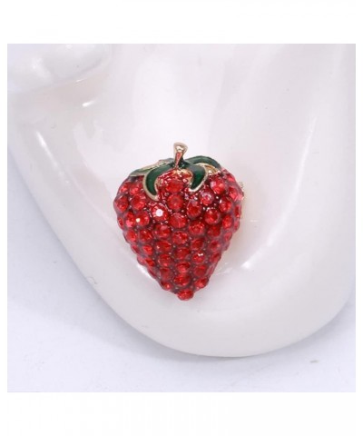 Cute Strawberry Rhinestones Brooches Pins Delicate Red Crystal Fruit Brooch Classic for Party Dance Banquet for Women Teen Gi...