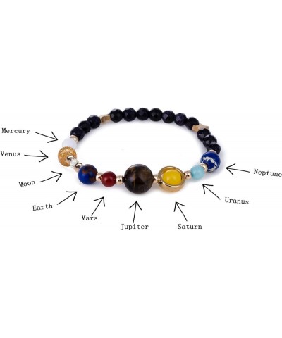 Natural Stone Beads Solar System Bracelet Universe Galaxy The Eight Planets Guardian Star Bracelet Jewelry Healing Yoga Chakr...