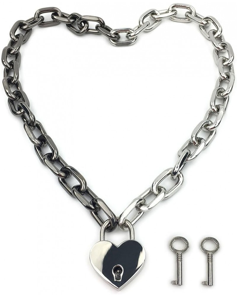 Padlock Chain Necklace Collar Choker with Two Keys and Box for Women, Men and Pet 16 Inches F $11.75 Necklaces