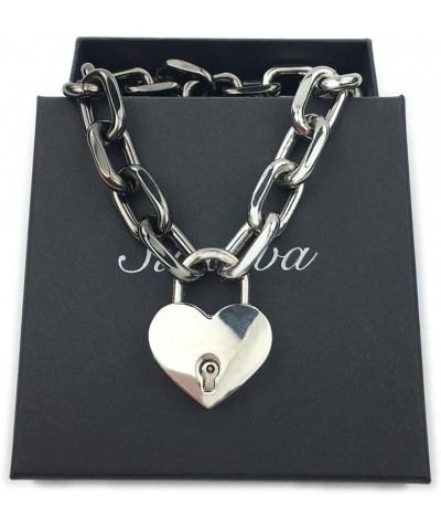 Padlock Chain Necklace Collar Choker with Two Keys and Box for Women, Men and Pet 16 Inches F $11.75 Necklaces