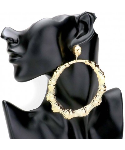 Extra Large Clip-on Earrings Bamboo Hoop 100mm Hoops Gold or Silver Tone 4 inch Gold $7.83 Earrings