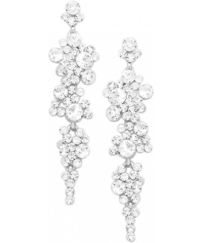 Women's Stunning Crystal Rhinestone Statement Bubble Dangle Earrings, 3.25 Clear Silver Tone $11.07 Earrings