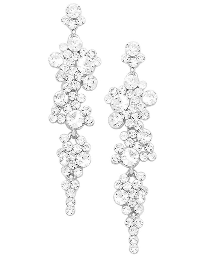 Women's Stunning Crystal Rhinestone Statement Bubble Dangle Earrings, 3.25 Clear Silver Tone $11.07 Earrings