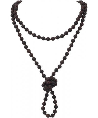 Fashion Natural Round Beads 60'' Long Strand Art Deco Necklace for Women Men Ebony $11.54 Necklaces