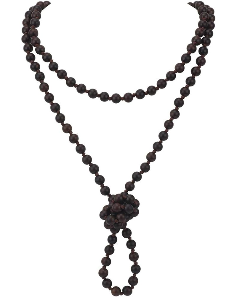 Fashion Natural Round Beads 60'' Long Strand Art Deco Necklace for Women Men Ebony $11.54 Necklaces