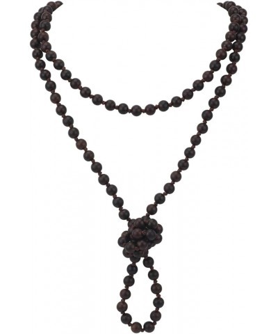 Fashion Natural Round Beads 60'' Long Strand Art Deco Necklace for Women Men Ebony $11.54 Necklaces