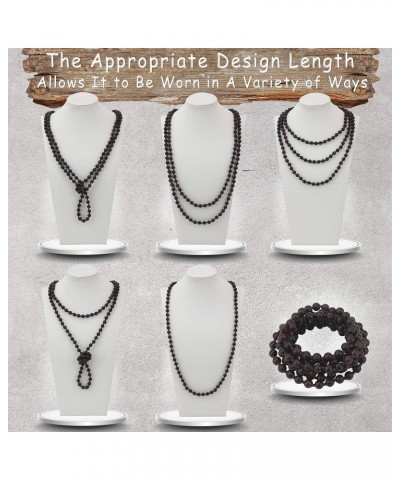 Fashion Natural Round Beads 60'' Long Strand Art Deco Necklace for Women Men Ebony $11.54 Necklaces