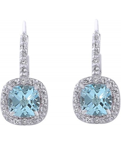 Simulated Blue Topaz & White Topaz Dangle Earrings in14k Gold Over Sterling Silver white-gold-plated-silver $25.43 Earrings