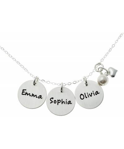 Three Musketeers Personalized Sterling Silver Charm Necklace with three 0.625 inch Sterling Silver Discs Hung Together with a...