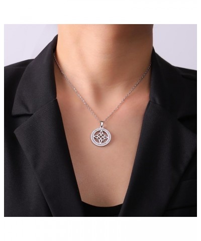 Rhinestone Witches Knot Necklace Stainless Steel Celtic Knot Pendant Amulet Jewelry for Women Witches Knot 2 - Silver $9.71 N...