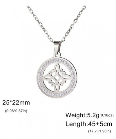 Rhinestone Witches Knot Necklace Stainless Steel Celtic Knot Pendant Amulet Jewelry for Women Witches Knot 2 - Silver $9.71 N...