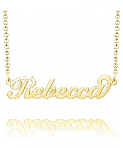 Name Necklace Personalized Gold Custom Name Plate Necklace Sterling Silver Rebecca-Gold $19.37 Necklaces