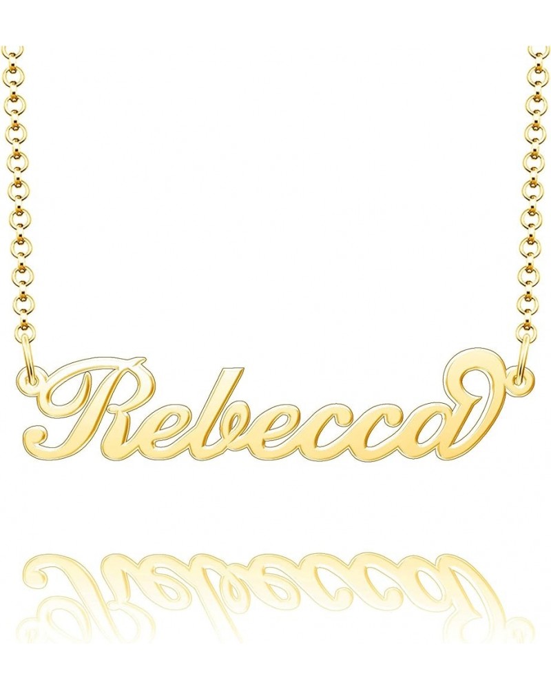 Name Necklace Personalized Gold Custom Name Plate Necklace Sterling Silver Rebecca-Gold $19.37 Necklaces