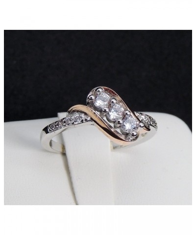 Bianca Sterling Silver 3 stone Two Tone Bridal Engagement Wedding Ring Set $10.56 Sets