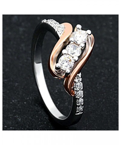 Bianca Sterling Silver 3 stone Two Tone Bridal Engagement Wedding Ring Set $10.56 Sets