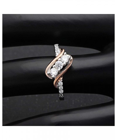 Bianca Sterling Silver 3 stone Two Tone Bridal Engagement Wedding Ring Set $10.56 Sets