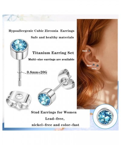 4 Pairs Titanium Earrings for Women Men Hypoallergenic G23 Titanium Stud Earrings for Sensitive Ears Cubic Zirconia Opal Pier...