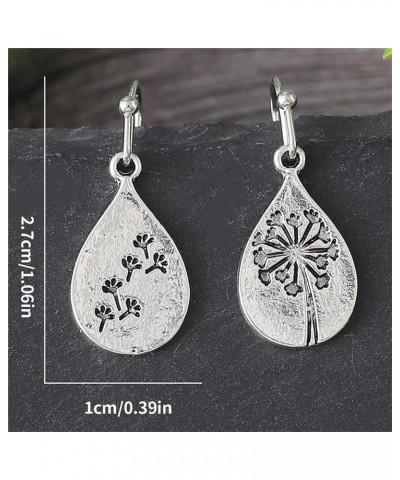 Dandelion Flower Earrings for Women Girls Handmade Vintage Antique Waterdrop Geometric Plant Silver Plated Lightweight Dangle...