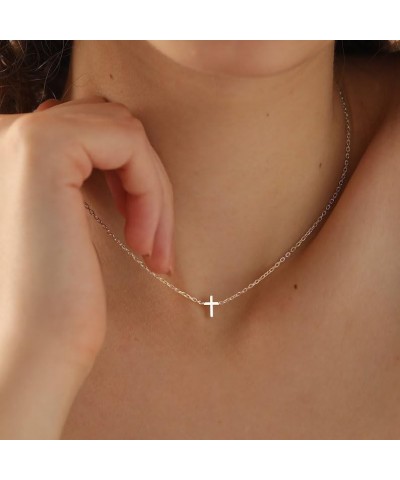 Cross Necklace for Women Silver Plated Small Cross Pendant Choker Dainty Simple Minimalist Necklaces Trendy Cute Religious Ne...