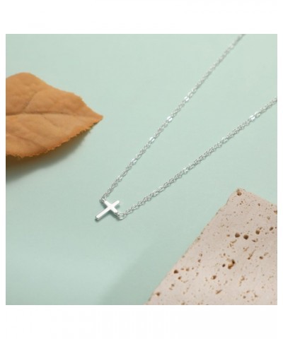 Cross Necklace for Women Silver Plated Small Cross Pendant Choker Dainty Simple Minimalist Necklaces Trendy Cute Religious Ne...