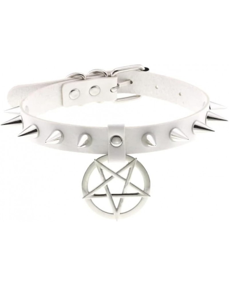 iZasky Goth Pentagram Choker Collar Spike Punk Necklace Emo Leather Pendant Adjustable for Girls Lady Neck Belt Strap Cosplay...