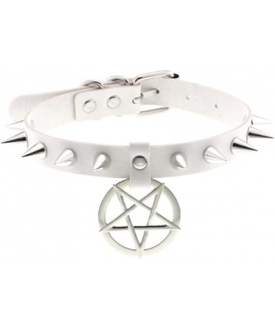 iZasky Goth Pentagram Choker Collar Spike Punk Necklace Emo Leather Pendant Adjustable for Girls Lady Neck Belt Strap Cosplay...