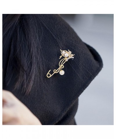 OBONNIE Crystal Butterfly Safety Pin Brooch with Pearl Pendant Cardigan Hat Scarf Flower Pins Jewelry Gold $8.24 Brooches & Pins