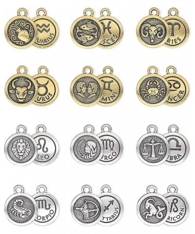 Jewely Zodiac Charm Necklace Collection, Gold-Filled and Sterling Silver Necklace with Pewter Charm, 16"-18" Chain Sterling S...