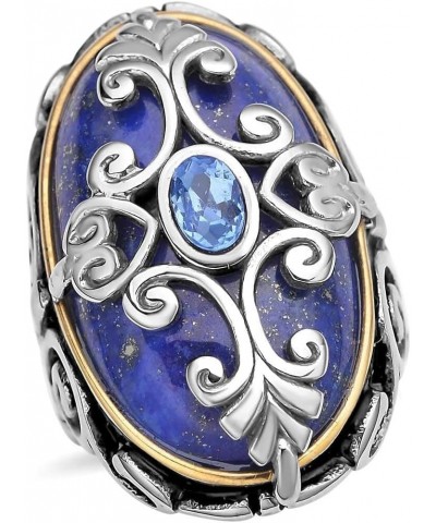 Lapis Lazuli Cocktail Statement Ring for Women ION Plated Yellow Gold Floral Blue Stainless Steel Birthday Gifts for Women $1...