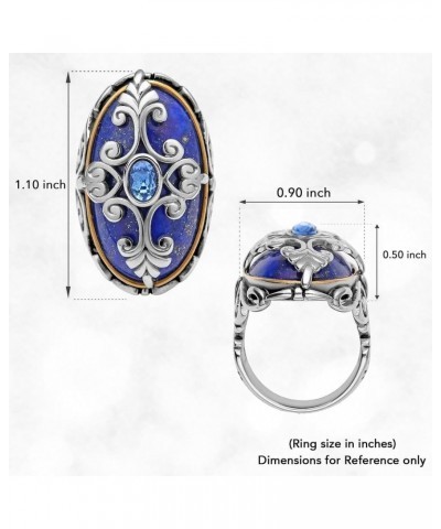 Lapis Lazuli Cocktail Statement Ring for Women ION Plated Yellow Gold Floral Blue Stainless Steel Birthday Gifts for Women $1...