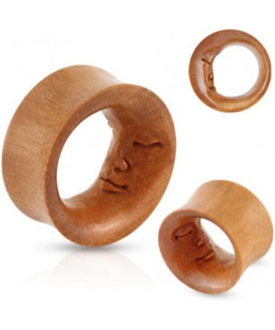 Face of Moon Hand Carved Saddle Fit Sawo Wood Organic WildKlass Tunnel (Sold as a Pair) 5/8 Inch $17.66 Body Jewelry