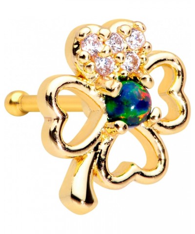 20G Steel Nose Ring Green Synthetic Opal Shamrock Nose Stud Nose Bone Body Piercing Jewelry 1/4 $11.33 Body Jewelry