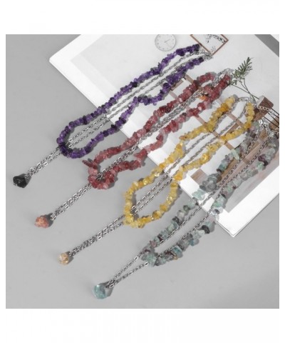 Double Layed Natural Stone Necklace for Women Men Natural Irregular Chip Stone Necklace Birthday Christmas Amethyst $8.83 Nec...