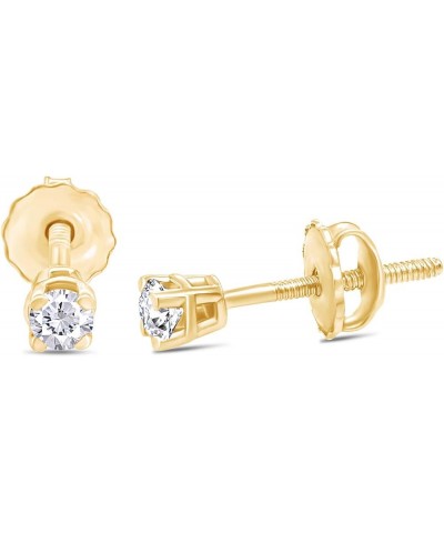 14k Yellow Gold Solitaire Round Cubic Zirconia CZ Stud Earrings in Secure Screw-backs 3mm $28.40 Earrings