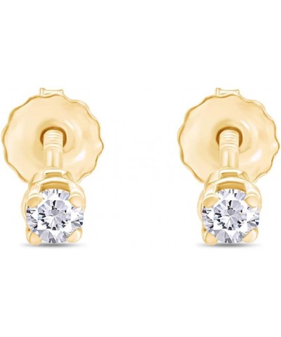 14k Yellow Gold Solitaire Round Cubic Zirconia CZ Stud Earrings in Secure Screw-backs 3mm $28.40 Earrings