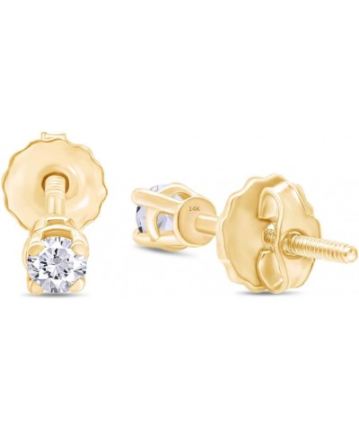 14k Yellow Gold Solitaire Round Cubic Zirconia CZ Stud Earrings in Secure Screw-backs 3mm $28.40 Earrings