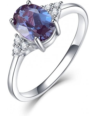 1.5ct Lab Growth Alexandrite Gemstone Rings for Women Real 925 Sterling Silver Ring Oval Ring for Wedding Bridal $22.54 Brace...