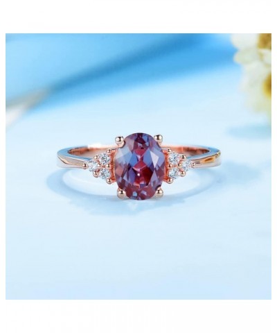 1.5ct Lab Growth Alexandrite Gemstone Rings for Women Real 925 Sterling Silver Ring Oval Ring for Wedding Bridal $22.54 Brace...