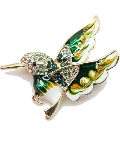 Green Enamel Hummingbird Rhinestone Crystal Brooch Pin Wild Animal Nature Jewelry Hummingbird Gift For Women Girls hummingbir...