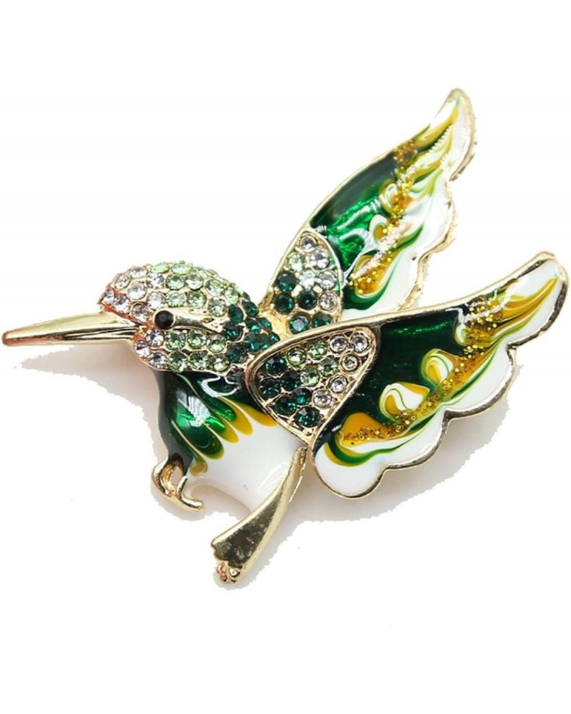 Green Enamel Hummingbird Rhinestone Crystal Brooch Pin Wild Animal Nature Jewelry Hummingbird Gift For Women Girls hummingbir...