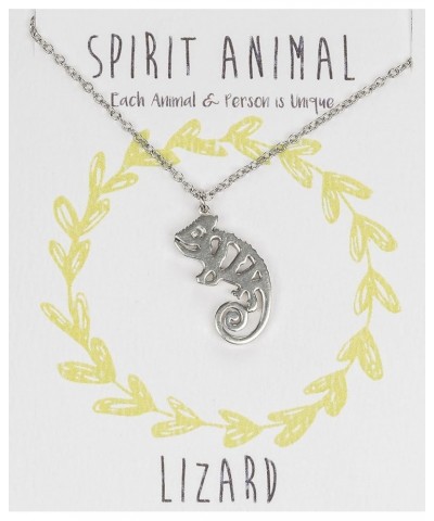 Women's Pewter Spirit Animal Silver Pendant Necklace with Gift Envelope Lizard $11.39 Necklaces