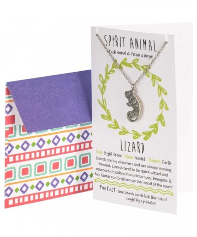 Women's Pewter Spirit Animal Silver Pendant Necklace with Gift Envelope Lizard $11.39 Necklaces