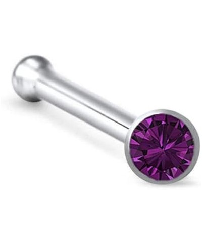 925 Sterling Silver Nose Bone Ring Choose Your Color 2.5mm 22G Purple $7.64 Body Jewelry