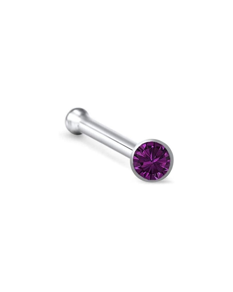 925 Sterling Silver Nose Bone Ring Choose Your Color 2.5mm 22G Purple $7.64 Body Jewelry