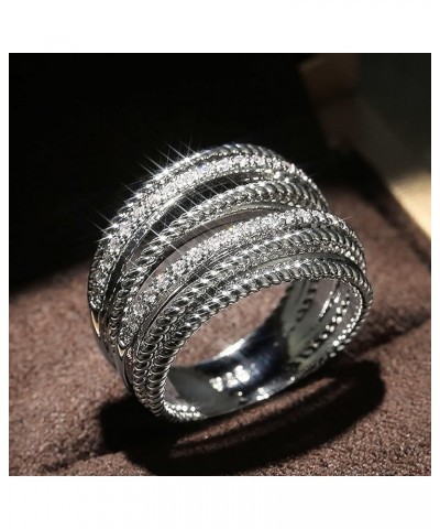 Silver Twist Ring for Women Rhinestone Knuckle Rings Crystal Ring Multi Layered Statement Ring Boho Rhinestone Ring Jewelry G...