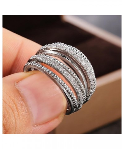 Silver Twist Ring for Women Rhinestone Knuckle Rings Crystal Ring Multi Layered Statement Ring Boho Rhinestone Ring Jewelry G...