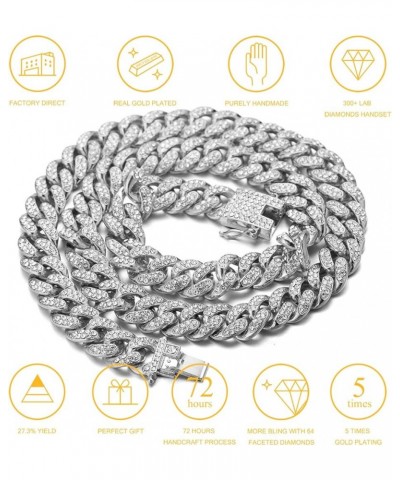 Diamond Cuban Link Chain for Women - CARAT - 18k Real Gold/Rose Gold/Platinum Plated Necklace and Bracelet with Lab Diamonds ...