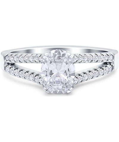 Split Shank Halo Oval Wedding Engagement Ring Round Simulated Cubic Zirconia 925 Sterling Silver Simulated Cubic Zirconia $17...