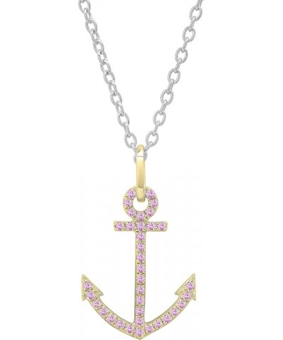 Ladies Anchor Pendant (Silver Chain Included), Available In Round Diamonds, Gemstones & Metal in 10K/14K/18K Gold & 925 Sterl...