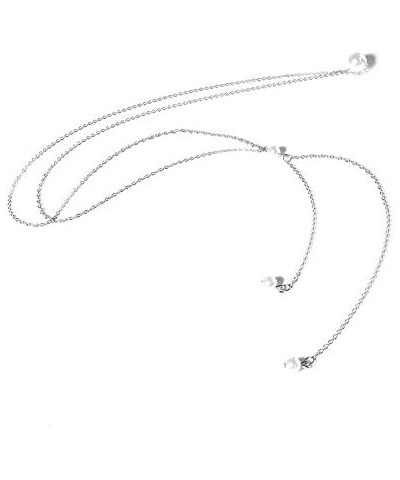 Sexy The Bikini Back Necklace Pearl Backdrop Necklace Body Chain for Women and Girls Bridal Jewelry Silver $5.81 Body Jewelry